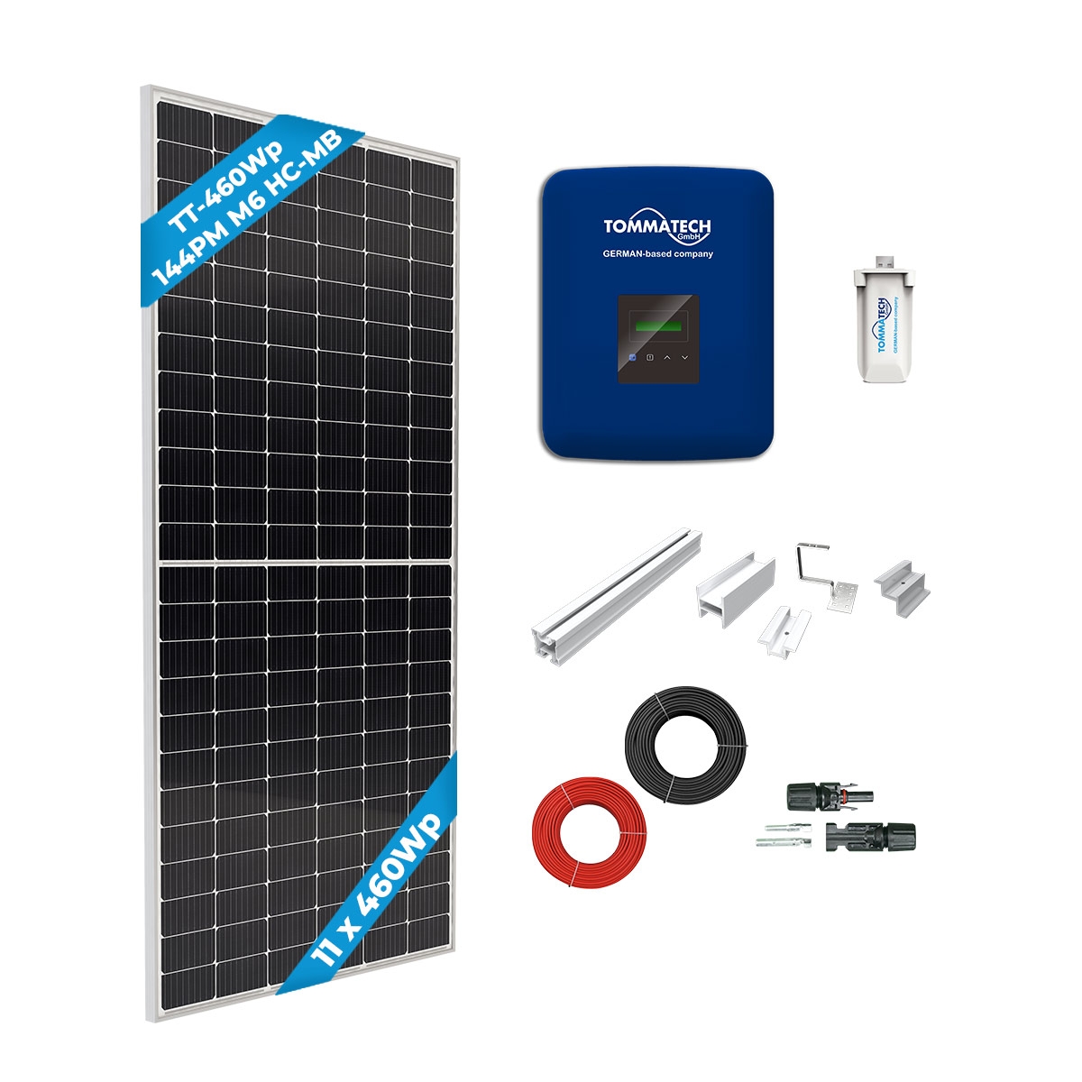 TommaTech 5kWe Tile Roof Single Phase On-Grid Solar Package