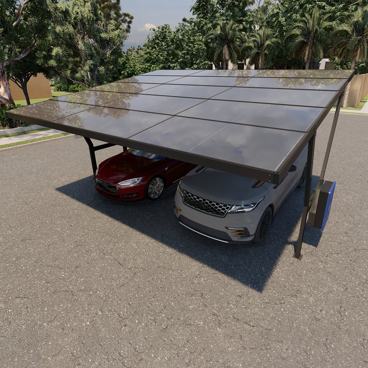TommaTech 2 Car Solar(460Wp) Parking Lot/Carport (Galvanized Material)