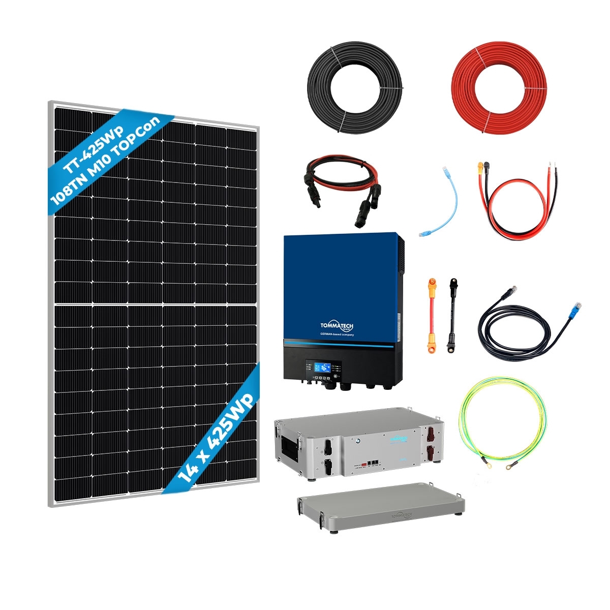 14 Panel (425Wp) 7.2kWe Off-Grid (48V) Solar Package
